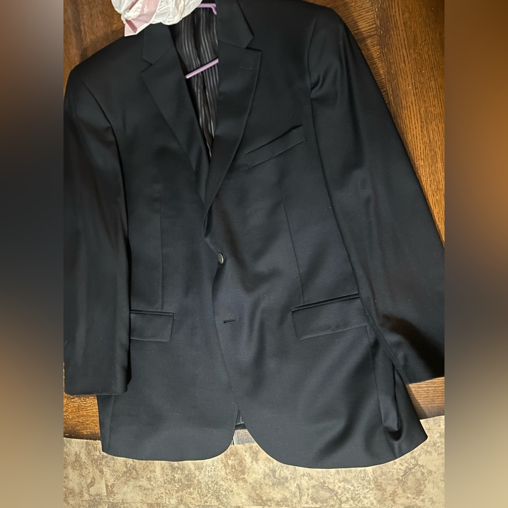 Austin Reed Navy Blue Men's Suit Jacket with Satin Strips inside